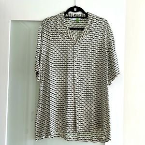 Zara satin graphic shirt fabric. Made in Morocco. Size extra large.